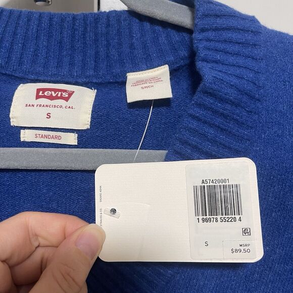 Levi's Sweater Vest Royal Blue Knit Pull Over Mens Medium Cotton Vneck Sz S NWT - Picture 6 of 7